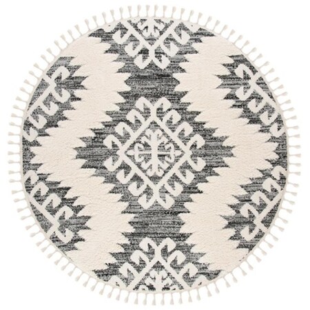 Safavieh 3 x 3 ft. Moroccan Tassel Shag Round Rug, Ivory & Grey MTS652F-3R